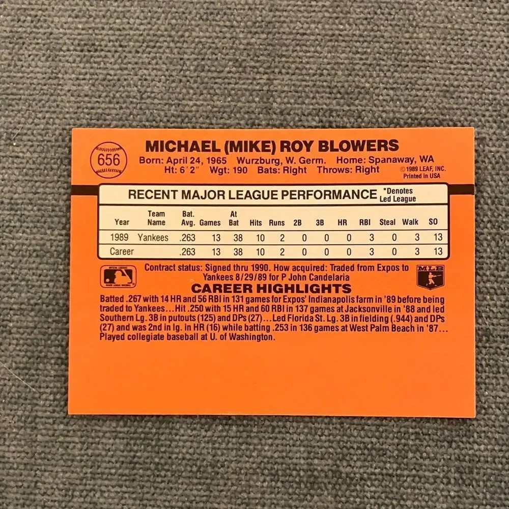 1990 Donruss New York Yankees Baseball Card Trading Card